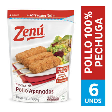 PINCHOS DE POLLO APANADOS ZENU BLX300GR