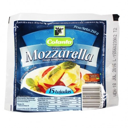 QUESO COLANTA X250GR MOZARELLA TAJADO