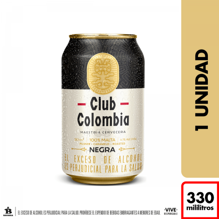CERVEZA CLUB COLOMBIA X330ML LATA NEGRA
