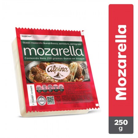 QUESO ALPINA MOZZARELA ENTERO X 250 GR